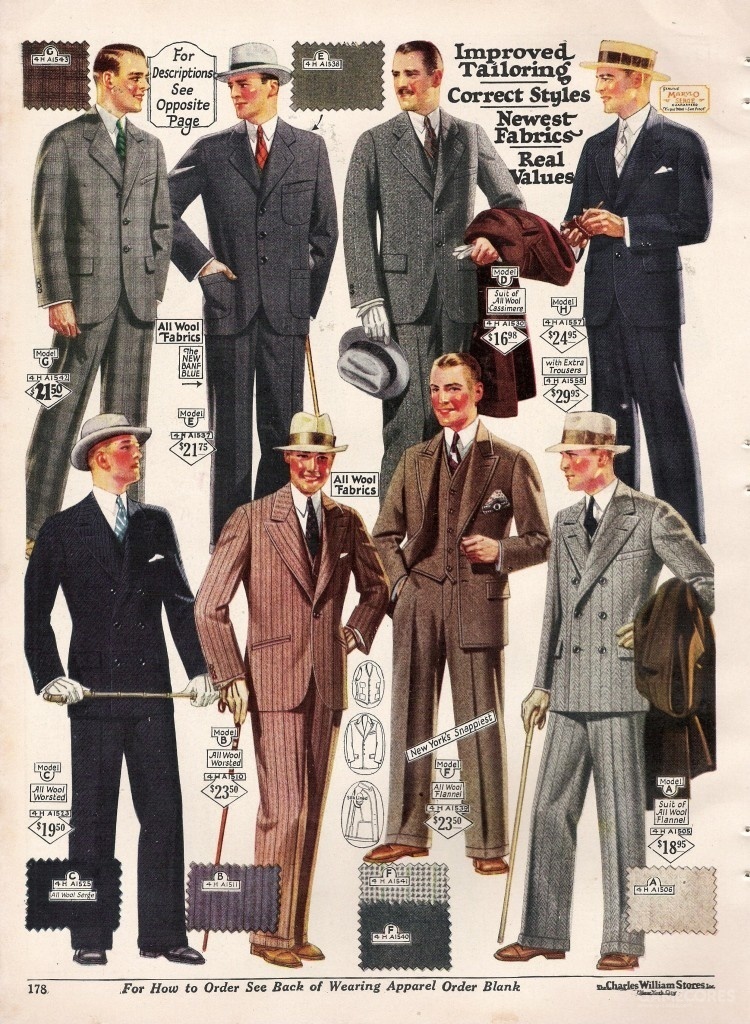 男装也不惶多让,二零年代初期,燕尾服只在正式场合穿着,男人开始穿上