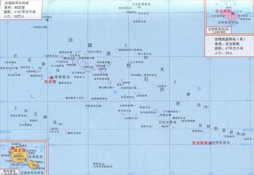 法属波利尼西亚地图,大溪地(塔希提岛)的人口占了70%