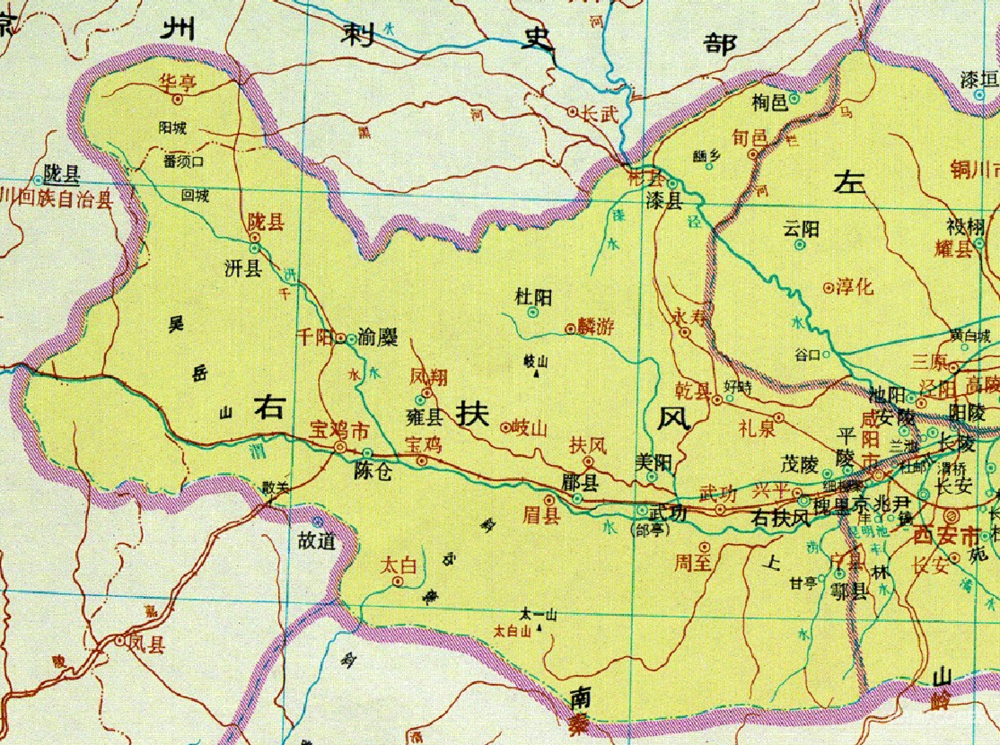 扶风郡属于西汉司隶校尉部最西端的郡,东起今咸阳,西迄今陕甘交界