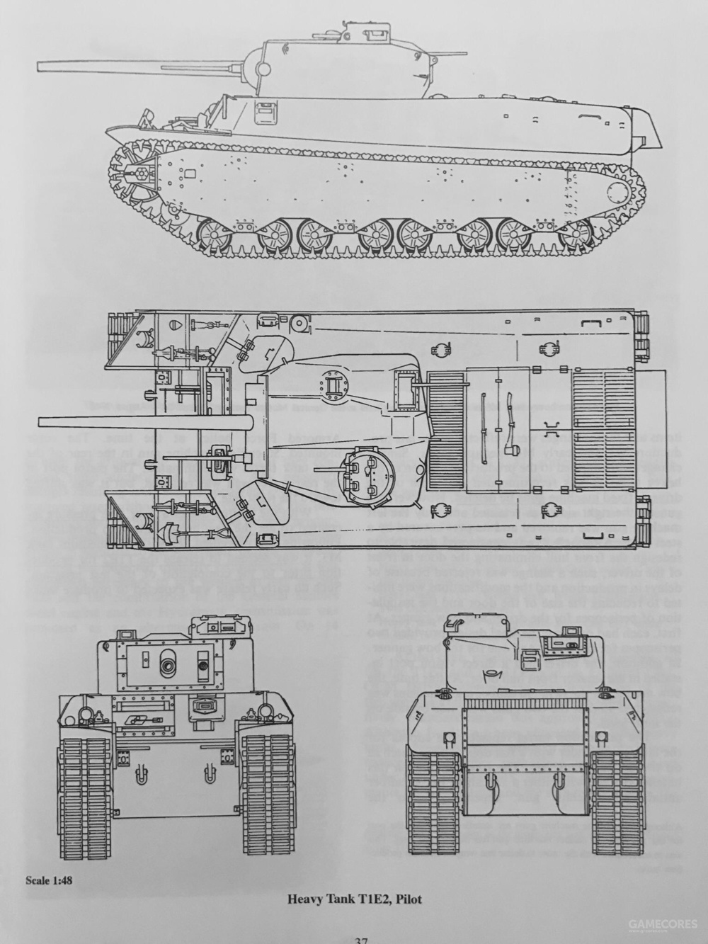 t1e2重型坦克原型车三视图