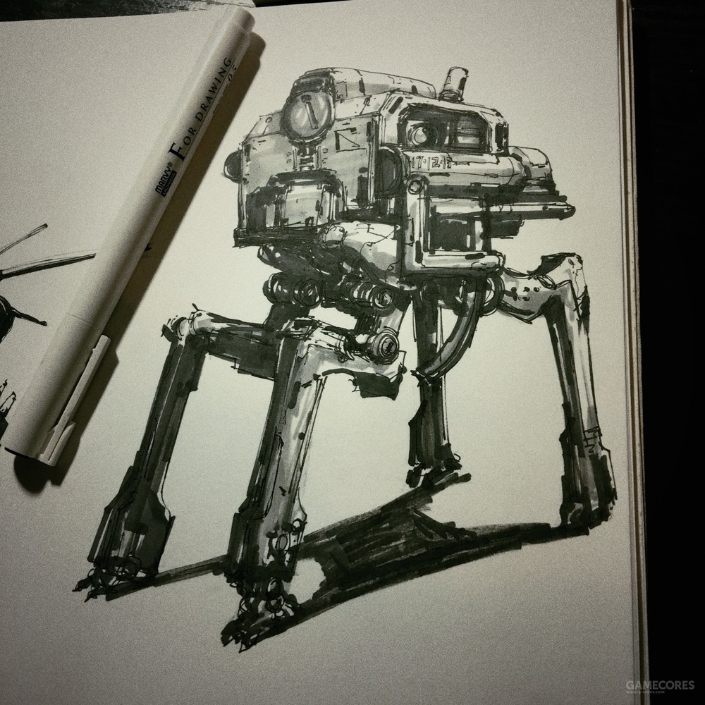 纸上的机甲梦:我的科幻概念设计手稿原画