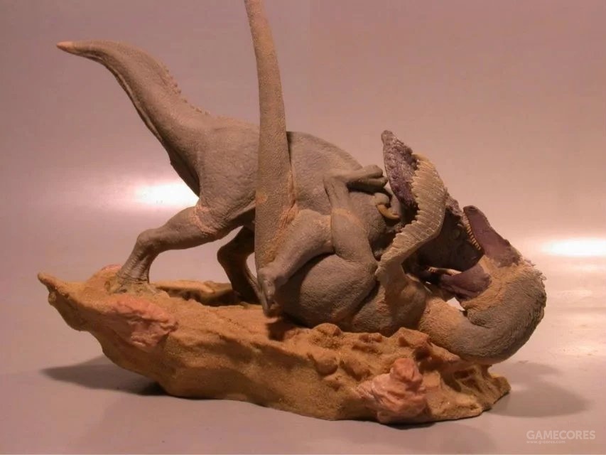 非常罕见的恐龙模型珍藏品:sideshow伶盗龙对战原角龙